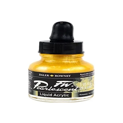 Image of Daler Rowney FW Acrylic Ink, Glass Bottle with Dropper, 1oz 29.5 ml, Mazuma Gold