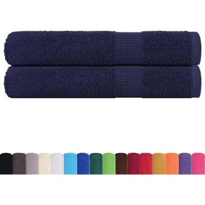 Image of vidaXL Towels 2 pcs Navy Blue 100x200 cm 360 gsm 100% Cotton