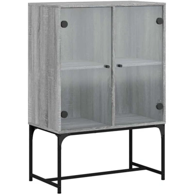 Image of vidaXL Side Cabinet with Glass Doors Grey Sonoma 69x37x100 cm