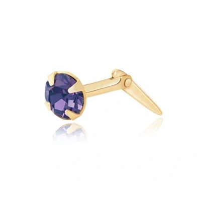 Image of Andralok 9ct yellow gold 3mm round tanzanite crystal nose stud