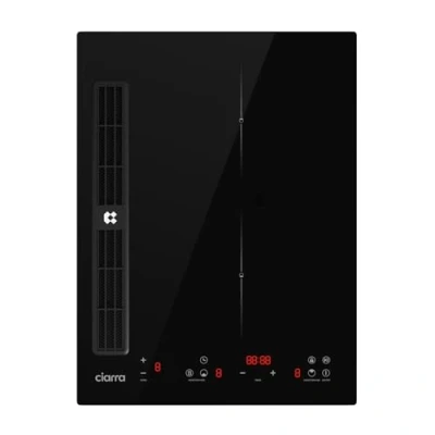 Image of Ciarra One Induction Hob with Extractor Hood 39cm 2800W 9 Power Levels 460m3/h Exhaust or Recirculation 4 Speeds Multiple Filtration Touch Control Timer Child Lock CBBEH392