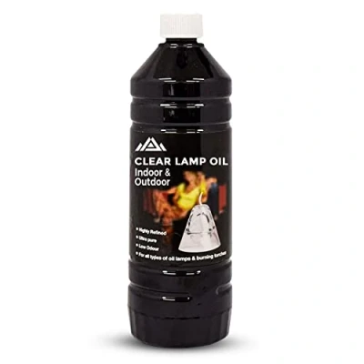 Image of PERFECTONISH Clear Lamp Oil For Indoor &amp; Outdoor Use, Smokeless Fuel Lantern Torch Garden Burners, Torches, Lamps, Tiki Torches Clean Burning 1 Litre (1 Pack)