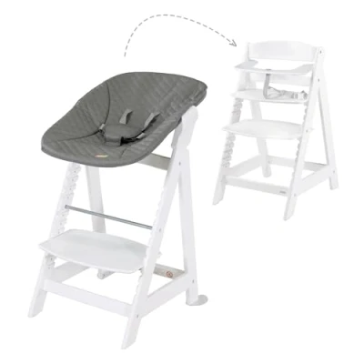 Image of roba Highchair, Born Up Click Complete Set 2 in 1 with Attachment for Children from 0 Months Color White Grey