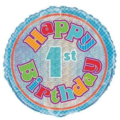 Image of 1st Birthday Multicolor Prism Round Foil Balloon (45cm) 1 Piece Ideal Celebration Party Decoration