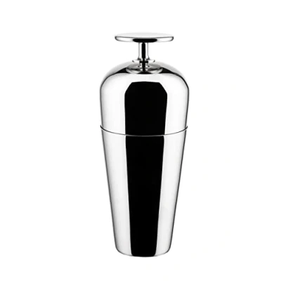 Image of Alessi The Tending Box GIA26 Parisienne Design Cocktail Shaker, with One Lower and Upper Glass Knob, in 18/10 Stainless Steel, 50 cl