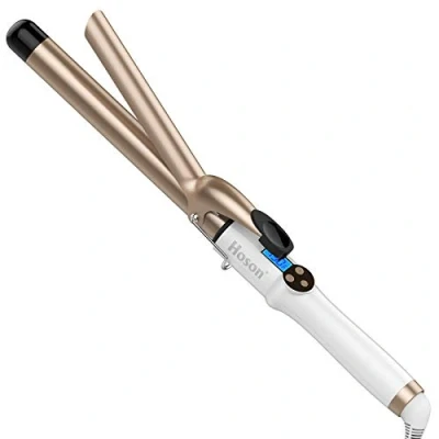 Image of Hoson 25mm Curling Tongs, Long Barrel Iron for Hair, Professional Ceramic Tourmaline Wand, LCD Display with 9 Heat Setting(110℃ to 210℃ All Hair Types, Glove Include)