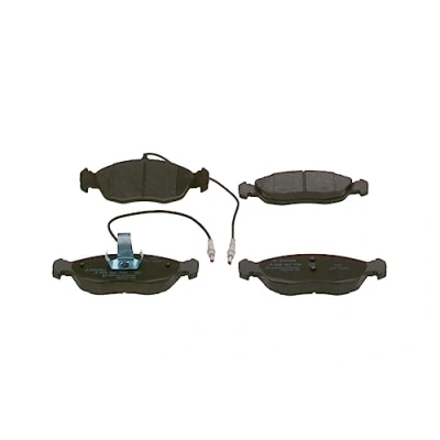 Image of E190R011075833 Brake pad set BOSCH 0 986 461 764 Low Metallic with integrated wear sensor anti squeak plate, piston clip