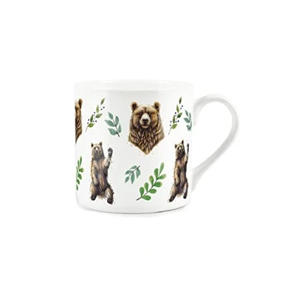 Image of Purely Home Wild Grizzly Brown Bears Fine Bone China White Mug Coffee/Tea Present Gift for Animal Lovers
