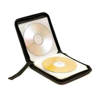 Image of groov e Portable CD Wallet Holder Case with Protective Sleeves 40 Disc Capacity, Scratch &amp; Dust Protection Black