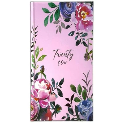 Image of 2025 Slim Week To View Vintage Flowers &amp; Typo Designer Diary (Pink)