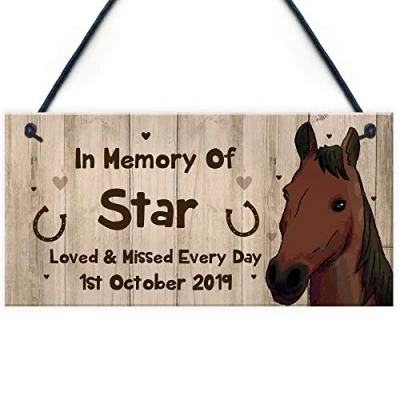 Image of RED OCEAN Pet Memorial Plaque Personalised In Memory Stable Sign Horse Gift