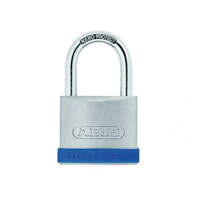 Image of ABUS Silver Rock 5/55 Padlock Made of Solid zinc with Silicone Protective Frame Cellar Lock and Much More Security Level 7 Blue/Silver