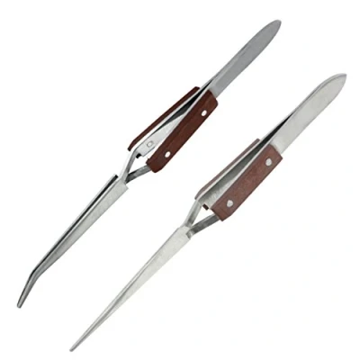 Image of Modelcraft PTW1127/8 Straight Tips and Curved Reverse Action Tweezers Multi Colour (2 Piece)