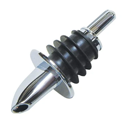 Image of Beaumont Freeflow Short Spirit Pourer (Pack of 10), Black &amp; Chrome, Medium Pour Speed, Drinks Pourer, Rubber Seal Locks into Bottle, Liquor DL225