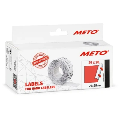 Image of Meto Price Gun Labels (29x28 mm, Two line, 3,500 Labels, Fluorescent red, Permanently Adhesive, for METO, Contact, Sato, Avery, Tovel, Samark etc.)