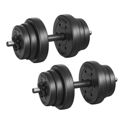 Image of SONGMICS Set of 2 Dumbbells, x 10 kg Adjustable Plastic Coated Weight Plates, Fitness Exercise, Home Gym, Ink Black SYL20HV1