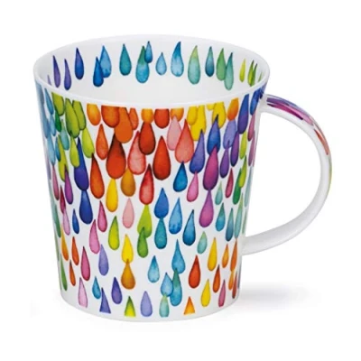 Image of Dunoon Fine Bone China Mug Made in England Cairngorm Shape Monsoon Raindrops Pattern 480ml Dishwasher Safe (Vertical)