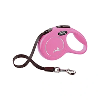 Image of Flexi New Classic Retractable Dog Leash (Tape), 10 ft, Extra Small, Pink