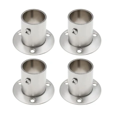 Image of LT Easiyl 4Pcs 25mm Wardrobe Rail Support Stainless Steel Flange Ground Connection Round Hanging Pole Tube Rod End Bracket for Closet Curtain
