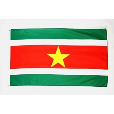 Image of AZ Flag Suriname 3x5 Ft 100D Polyester Surinamese Banner with Two Metal Grommets Fade Resistant Vivid Colors 3&#039; x 5&#039; Feet 150x90 Cm