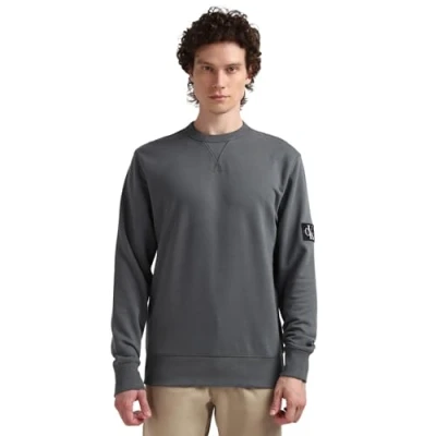 Image of Calvin Klein Jeans Men&#039;s Badge Crew Neck Pullover Sweatshirt, Endless Grey, XXL