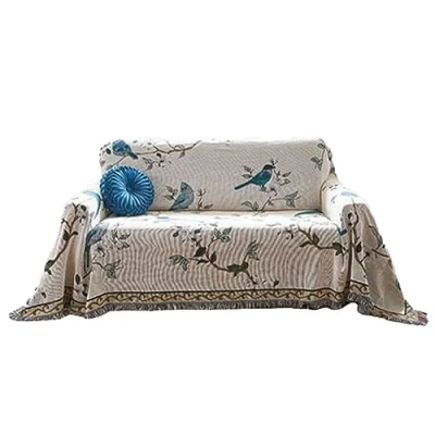 Image of Easylife Birds and Blossom Sofa Throw (3 Seater), Machine Washable Poly Cotton Blanket, Beautiful Oriental 3 Seater, Throws For The Sofa, Large Fully Guaranteed