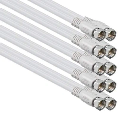 Image of 1aTTack Coaxial Connection Cable Antenna SAT F Connector Male to Female Double Shielded / Triple Quadruple 75 db 85 100 110 120 125 weiß 85db (5 Stück) 1,5 Meter