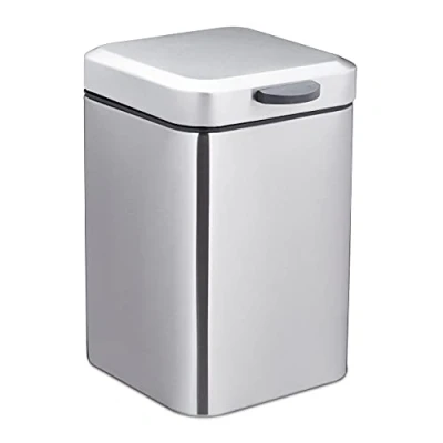 Image of Relaxdays Wall mounted Bathroom Bin, 3 Litres, Square, with Soft close Mechanism, HWD: 24.5 x 16 23 cm, Silver, Steel, Plastic