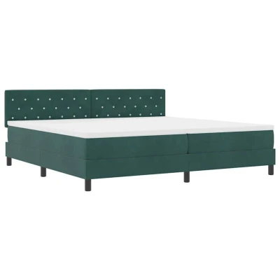 Image of vidaXL Box Spring Bed with Mattress &amp; LED Dark Green 200x200 cm Velvet
