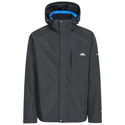 Image of Trespass Edwards II, Black, S, Waterproof Jacket with Concealed Hood for Men, Small, Black