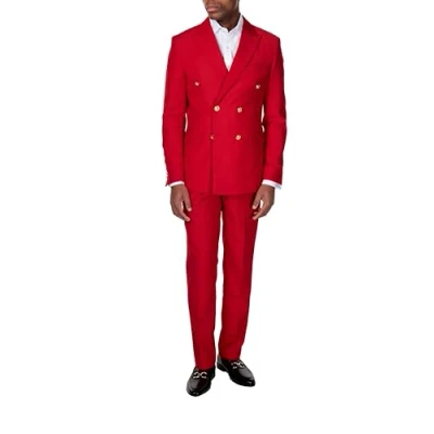 Image of Xposed Men&#039;s Classic Slim Fit Double Breasted Blazer Gold Buttons Vintage Jacket [BLZ PJ482494 RED 46]