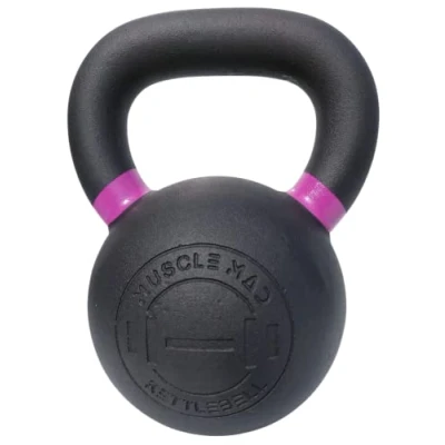Image of MUSCLE MAD Premium Cast Iron Kettlebell, Textured Handle, Matt Black, Full Body Training, Strength 20kg Kettlebell