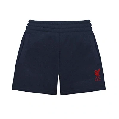 Image of Liverpool FC Official Football Gift Boys Fleece Jogger Shorts Navy 12 13 Years