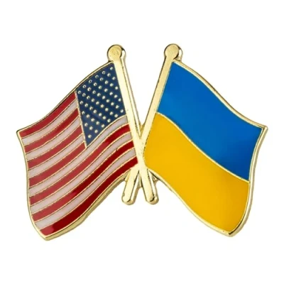 Image of United States Of America &amp; Ukraine U.S.A Friendship National Flag Metal Enamel Pin Badge Lapel