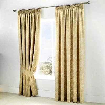 Image of Serene Jasmine Curtains with Tie backs, 168 x 183cm, Champagne Gold