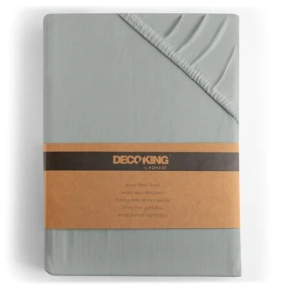 Image of DecoKing Fitted Sheet Super King Cotton Jersey Boxspring, Amber Collection, 160x200 180x200 cm Steel Grey Silver