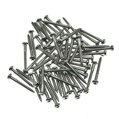 Image of KAISH 60 Pack Stainless Steel Phillips oval head Vintage Style Guitar Tremolo Bridge Mounting Screws for Strat/Stratocaster