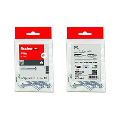 Image of fischer Anchors Metal Expansion for Concrete, Anchor Bolts, Bag 4 pcs FWA 8x80