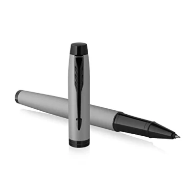 Image of Parker IM Premium Black Edition Rollerball Pen Achromatic Matte Grey with Trim Ink Gift Boxed