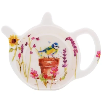 Image of Garden Birds Melamine Tea Bag Tidy with Blue Tit