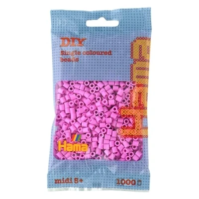 Image of Hama Beads Bag Approx. 1000 Midi Fuse Mosaic Decoration Arts &amp; Craft for Creative Children Ages 5+ Pastel Pink