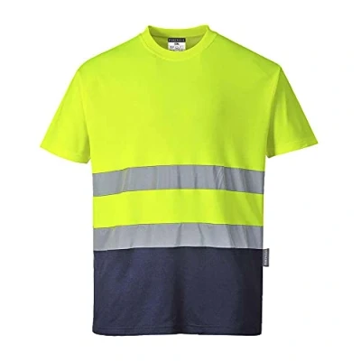 Image of Portwest Two Tone Cotton Comfort T Shirt Yellow/Navy XS