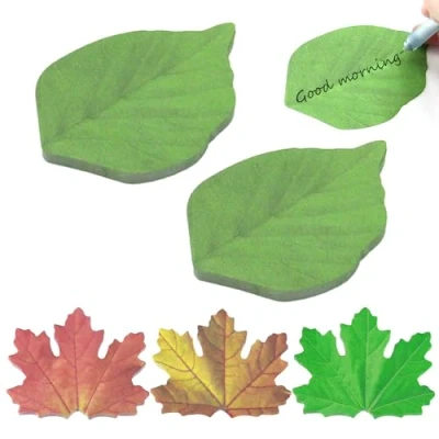 Image of 250 PCS Leaf Sticky Notes, Message Stickers, Small Beautiful Green Shaped Self Adhesive Suitable for Office, School and Home Notes (Red, Green, Yellow)