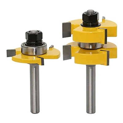 Image of WSOOX Tongue &amp; Groove Router Bits Set with 8mm Shank Joint Matched for woodworking joinery