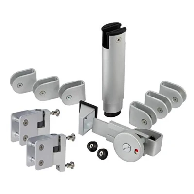 Image of Cubicle Fittings Pack for 20mm Partition Toilet Cubicles in a Satin Anodised Aluminium Finish