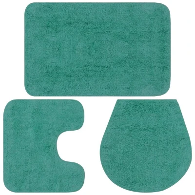 Image of vidaXL Bathroom Mat Set 3 Pieces Fabric Turquoise