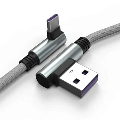 Image of TECHGEAR USB C Cable, 30cm short Type 90 Degree Right Angle Sync &amp; Fast Charge Cable Compatible with Moto, Samsung Note 20, S23 S22 S21 S20 A15 A32 A52 A53 5G, Reno 7 4 OnePlus 9, Pixel 6 etc