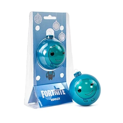 Image of Numskull Bauble Heads Official Fortnite Rippley Christmas Tree Decoration Ornament Blue Tin Metal Ball Hanging Décor