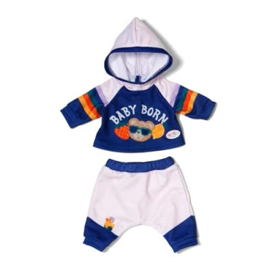 Image of BABY born Navy Jogging Suit, Hoodie and Blue Patterned Trousers for 43cm Dolls, 838204 Zapf Creation
