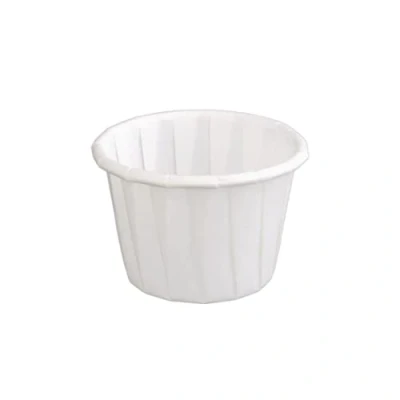 Image of Fiesta Recyclable Waxed Paper Disposable Sauce Condiment Pots Small 28ml / 1 ounce Pack of 250 CB612